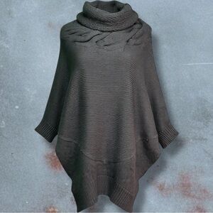 Vince Charcoal Gray Cable Knit Collar Cowl-Neck Dolman Sleeve Alpaca Sweater L